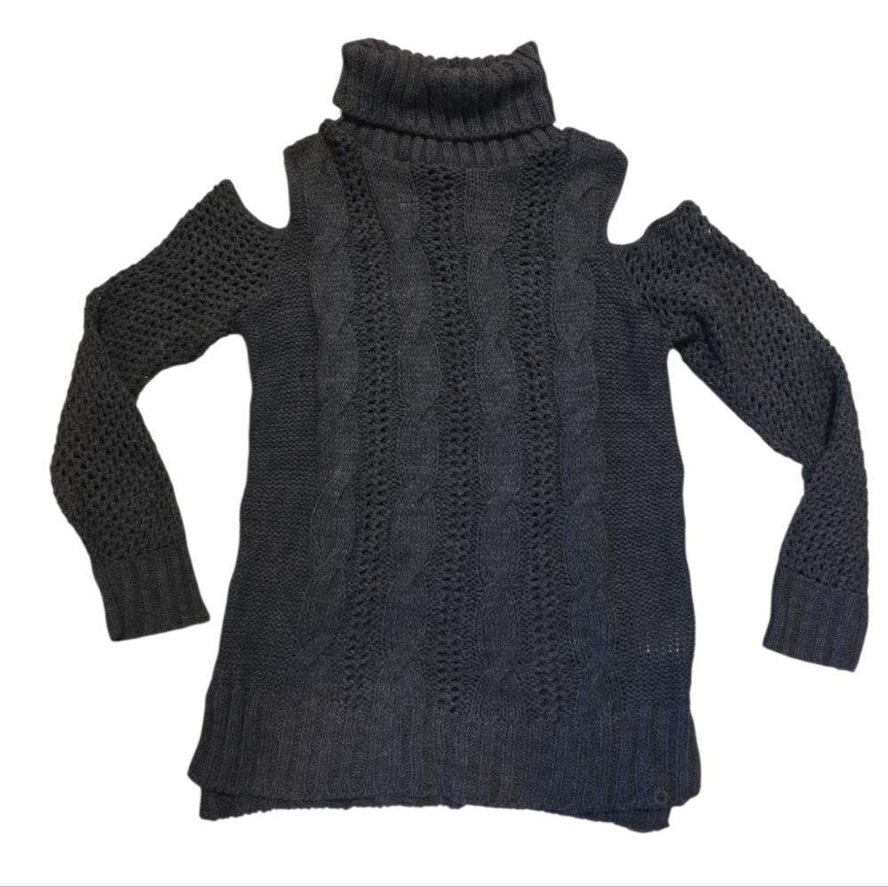 American Eagle Outfitters Black Cowl Turtleneck Sweater Size Small Gray